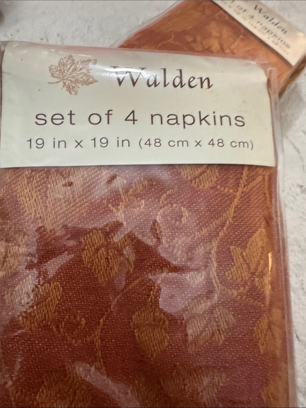 Walden Burnt Orange and Gold Leaf Jacquard Napkins - 2 sets of 4 (8 total) - Picture 2 of 3